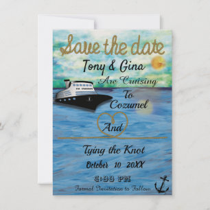 Save The Date économies d'aquarelle de bateau de croisière 20XX