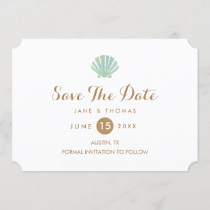 Save The Date Économies de mariage d'Aqua d'aquarelle de Shell