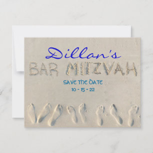 Save The Date Économies de Mitzvah de barre de PLAGE SABLONNEUSE