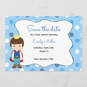 Save The Date Économies de prince baby shower la date