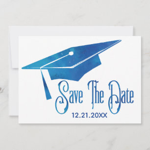 Save The Date Économies d'obtention du diplôme le diplômé bleu