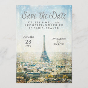 Save The Date Économies élégantes de Tour Eiffel de vue de Paris