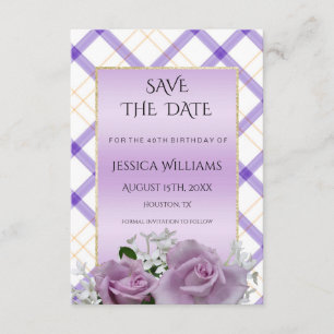 Save The Date Économies florales mauve élégantes d'anniversaire