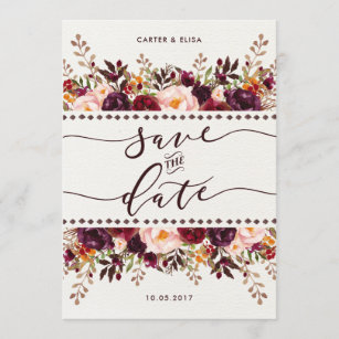 Save The Date Économies florales rustiques de Boho l'invitation