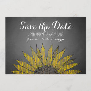 Save The Date Économies jaunes de craie de tournesol la date