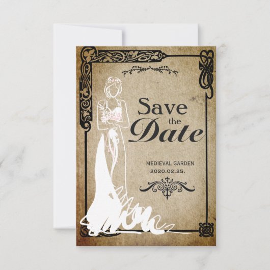 Save The Date Économies médiévales la jeune mariée de date (Devant)