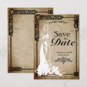 Save The Date Économies médiévales la jeune mariée de date (Devant / Derrière)