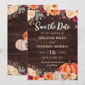 Save The Date Économisez à la date de mariage floral de citrouil (Devant / Derrière)