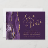 Save The Date Économisez la date de mariage en Photo Purple Gold (Devant)