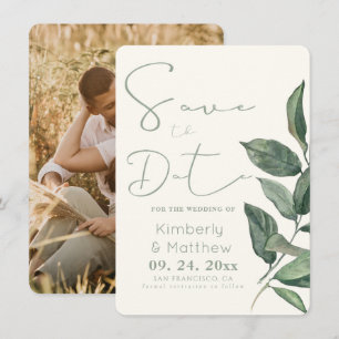 Save The Date Économisez la date de mariage floral vert sauge