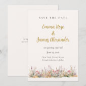 Save The Date Économisez la date de mariage florale minimaliste (Devant / Derrière)