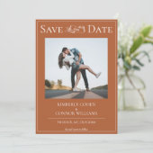Save The Date Économisez la date de mariage moderne photo orange (Debout devant)