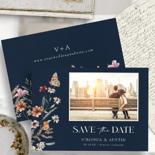Save The Date Économisez la date de photo boho bleu marine