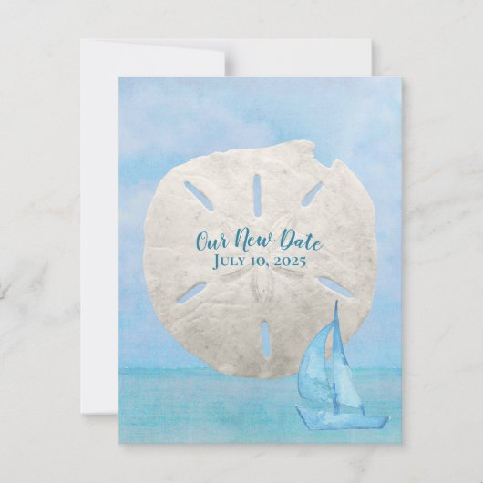 Save The Date Economisez la date dollar de sable et voilier (Devant)