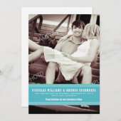 Save The Date Économisez la date du ruban Aqua simple {TBA} (Devant / Derrière)