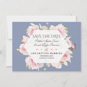 Save The Date Économisez la date géométrique florale rose poussi