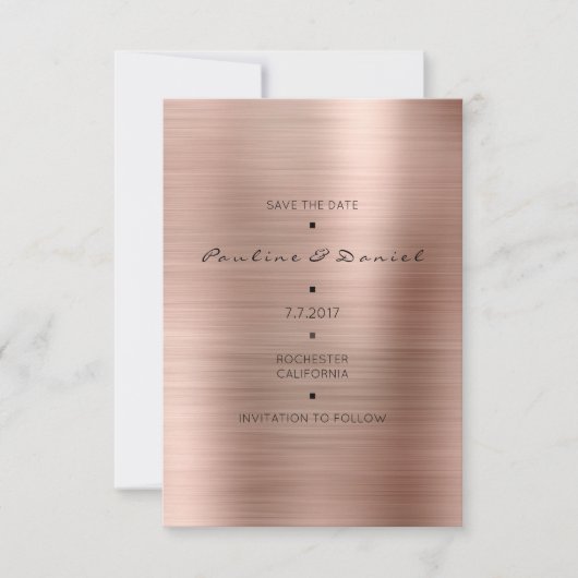 Save The Date Économisez La Date Rose Rose Gold Cooper (Devant)