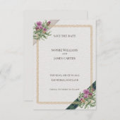 Save The Date écossais Thistle Celtic Tartan Mariage (Devant / Derrière)