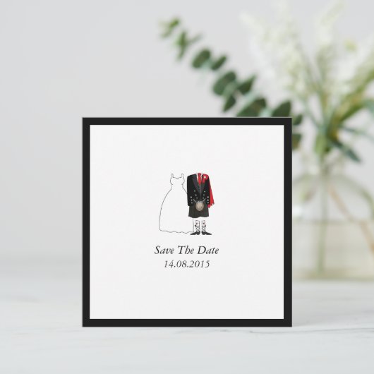 Save The Date Ecosse Kilt Bride & Groom Enregistrer la date - ro (Debout devant)
