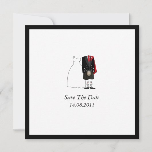 Save The Date Ecosse Kilt Bride & Groom Enregistrer la date - ro (Devant)
