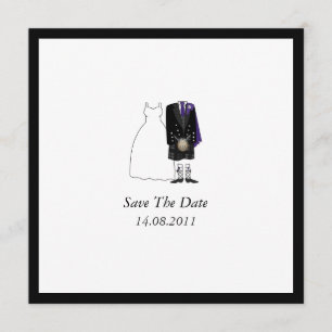Save The Date Ecosse Kilt Bride & Groom Purple Enregistrer la da