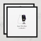 Save The Date Ecosse Kilt Bride & Groom Purple Enregistrer la da (Devant / Derrière)