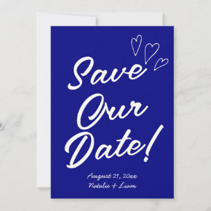 Save The Date Écrit à la main Marine Colorful Retro Mariage mode