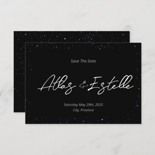 Save The Date Écrit Dans Le Mariage Des Étoiles (Devant / Derrière)