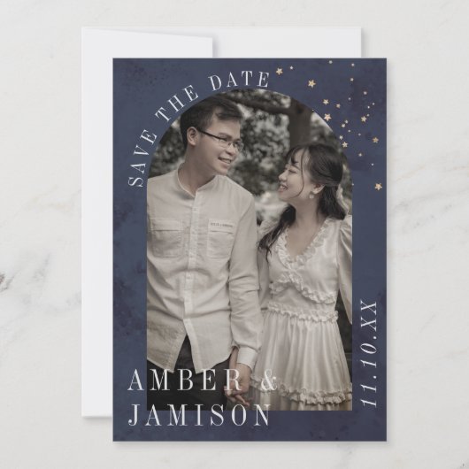 Save The Date Écrit dans les étoiles Celestial Moody Mariage (Devant)