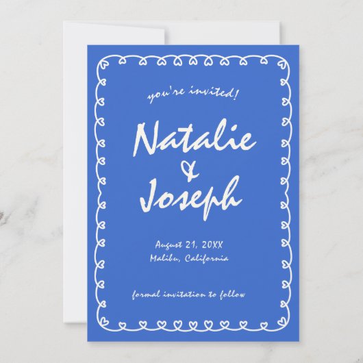 Save The Date Écrite à la main Bright Retro Unique Mariage moder (Dos)