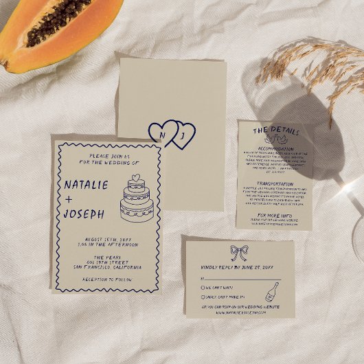 Save The Date Ecrite main dessinée Rétro Unique Fun Mariage mode