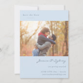 Save The Date Écriture Bleue Douce Couple Photo Mariage (Devant)