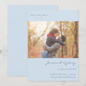 Save The Date Écriture Bleue Douce Couple Photo Mariage (Devant / Derrière)