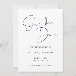 Save The Date Écriture calligraphique élégante bleu marine foncé