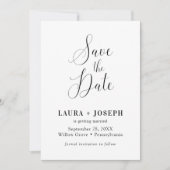 Save The Date Écriture calligraphique minimaliste blanche person (Devant)