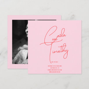 Save The Date Écriture calligraphique moderne rouge rose photo e