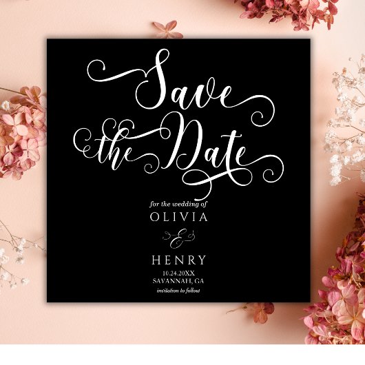 Save The Date Écriture calligraphique romantique élégante gothiq