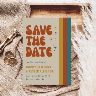 Save The Date Écriture de mariage rétro colorée et audacieuse de