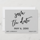 Save The Date Écriture décontractée Mariage gris clair Typograph (Devant)