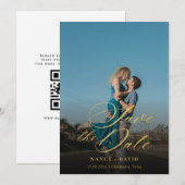 Save The Date Écriture dorée Code Qr Photo Mariage (Devant / Derrière)