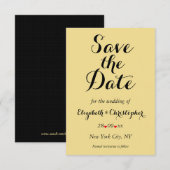 Save The Date Écriture élégante Faux or noir Mariage Fiançailles (Devant / Derrière)