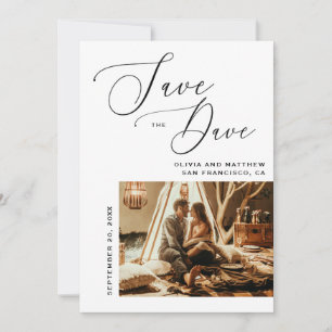 Save The Date Écriture Élégante Mariage Photo Minimaliste et P