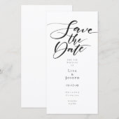 Save The Date Écriture élégante noire et blanche moderne (Devant / Derrière)