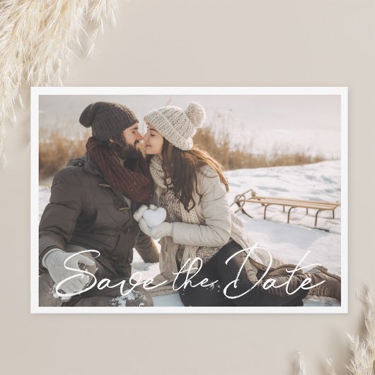 Save The Date Écriture Main Moderne Photo Mariage Enregistrer la