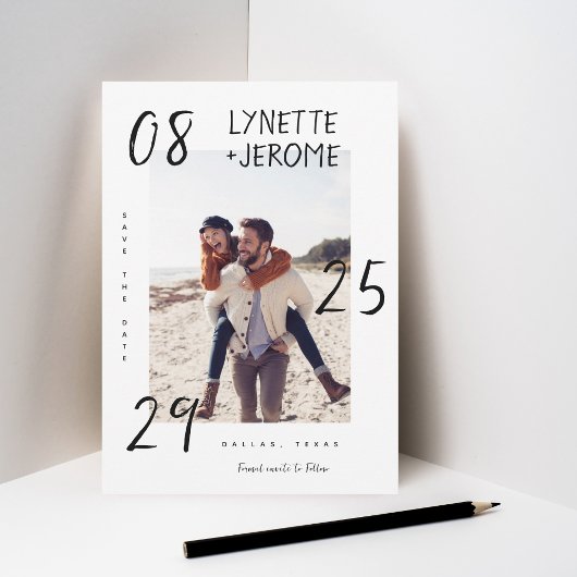 Save The Date Écriture manuelle Date Manuscrit Photo Mariage