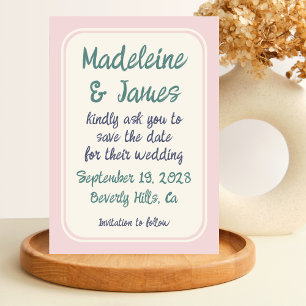 Save The Date Écriture manuscrite Bold Retro Typographie rose ve