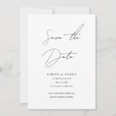Save The Date Écriture manuscrite classique Mariage Noir & Blanc (Devant)