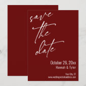 Save The Date Écriture manuscrite élégante simple Bordeaux (Devant / Derrière)