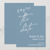 Save The Date Écriture manuscrite élégante simple Dusty Blue (Devant / Derrière)