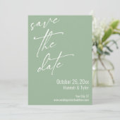 Save The Date Écriture manuscrite élégante simple Vert sauge (Debout devant)
